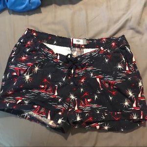 Firework design linen shorts